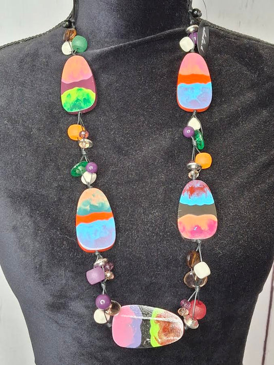 Necklace Multi Strand Black Nt467A 