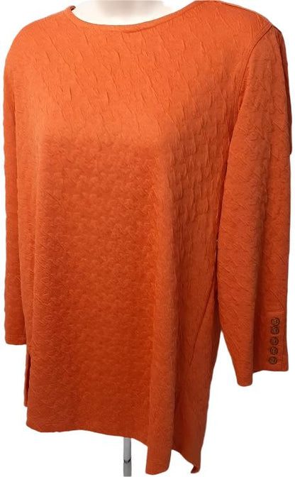 Top Pullover Pumpkin 3/4 Button Sleeve Women's M33510tm 