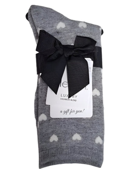 Women's Sock Med Denim Heather Hearts Cashmere Crew 4-10 Gift Pack   Mcl05861
