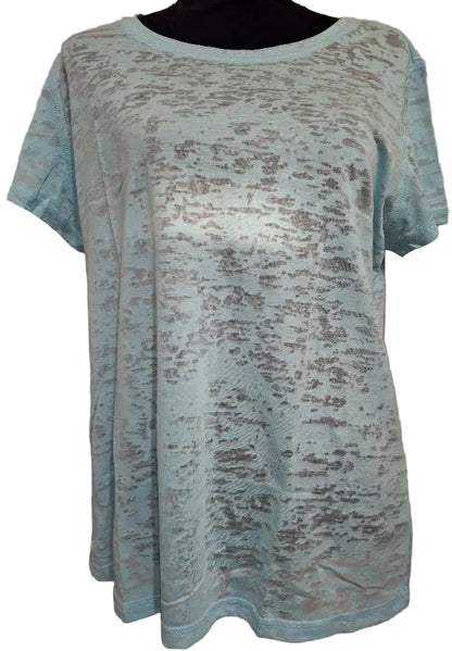 Toppy T- T Shirt Burn Out Jersey Aqua Blue Crew Neck Short Sleeve Women's M701A