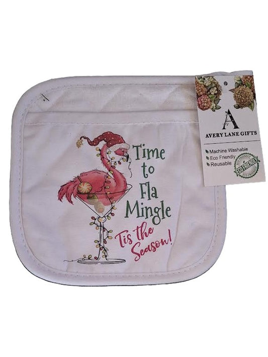 Pot Holder Time To Mingle Tis The Season  Christmas 7X7" 