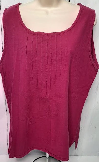 Top- Pleated Tank-Fushia-Women's-S-1265 