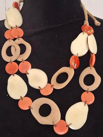 Necklace Danna Poppy Coral 2Layer Sc1718-Pc Combo