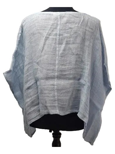 Poncho Celeste Sky Blue  Linen Gauze Cropped  155142