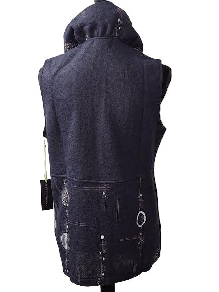 Vest Zip Up Draw String Collar 2pkt Navy Women's tt11953