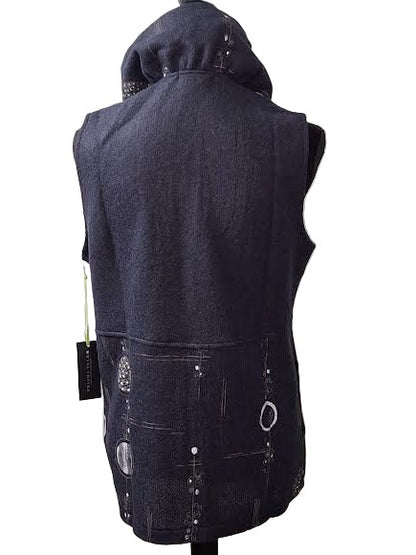 Vest Zip Up Draw String Collar 2pkt Navy Women's tt11953