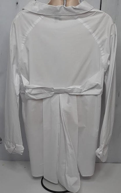 Shirt Button Front Long Sleeve White Women's E617457 