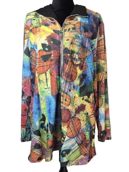 Jacket Multi Colored  Long Sleeve Zipper Front Women's Gr6704f648