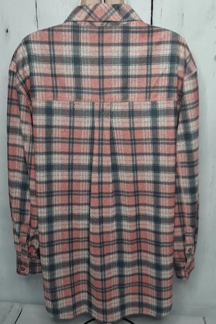 Top-Plaid/Pink-Pullover-2Pocket-Women's-T14304tm 