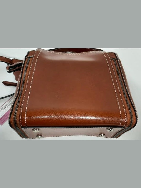 Hand Bag Faux Leather Brown -8x8x5" 446118c 