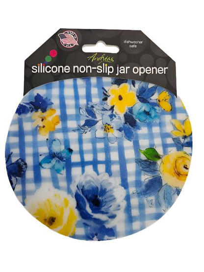 Jar Opener -  Blue Plaid /Yellow Floral 56 