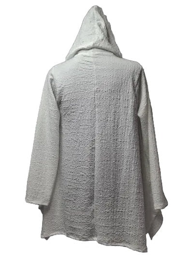Cardigan Jacket Hooded White 2 Pocket Waffle Texture Long Sleeve&nbsp; C275wk