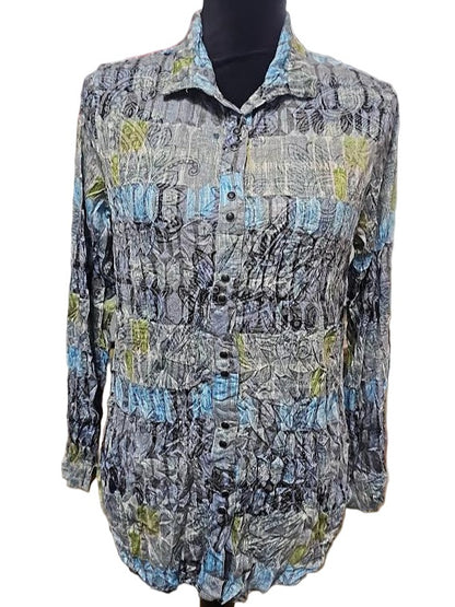 Shirt Crinkle Snap Front Closure Long Sleeve 25602  25623  Blue