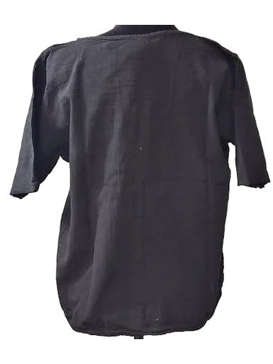 Top 5 Button Front Short Sleeve Black Women's L-0230