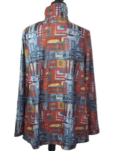 Jacket Zipper Front 2 Pocket Long Sleeve Multi Blue  25641