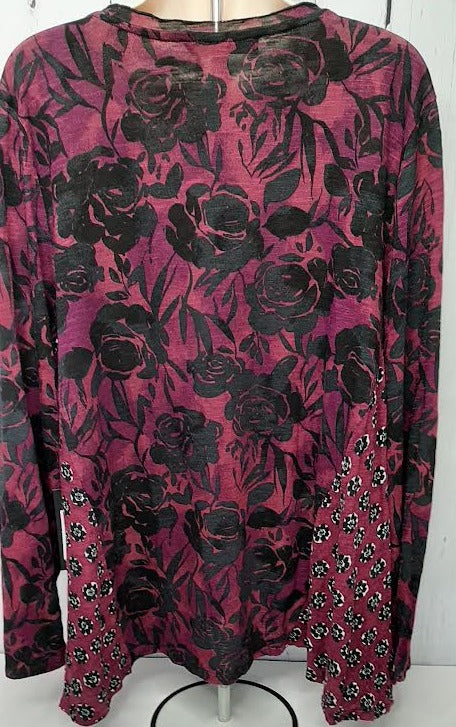 Top Plum Floral V Neck Long Sleeve Women's 292025 