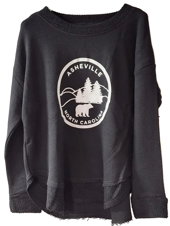 Sweatshirt Asheville Logo Denim Baja Crewneck /Rib Knit Curved Hem Crewneck Women's 4582