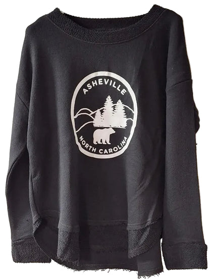 Sweatshirt Asheville Logo Denim Baja Crewneck /Rib Knit Curved Hem Crewneck Women's 4582