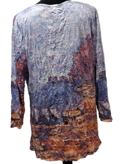 Shirt Pullover Crinkle Knot Purple 3/4 Sleeve 26616
