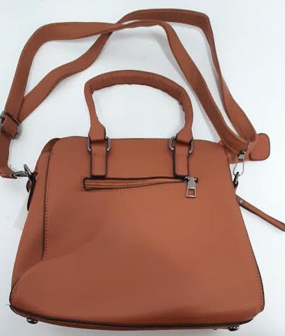 Handbag Faux Leather Brown-3-Piece- 9.5x10" 