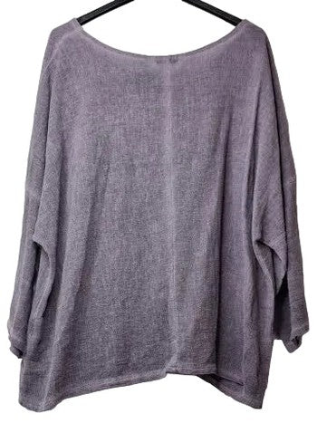 Top Pullover Purple Sangria Gauze 3/4 Sleeve  Women's One Size 228329PS