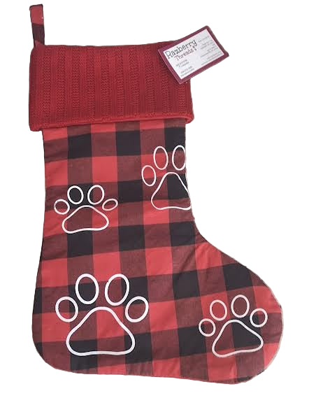 Red Dog Paw&nbsp; Plaid Christmas&nbsp; Stocking