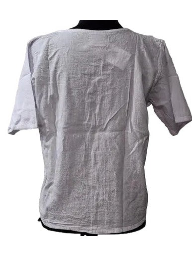 Top 5 Button Front Short Sleeve White Women's L-0230