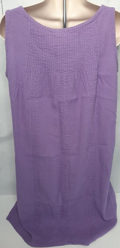 Dress-Short-Sleeveless With Pleats-Purple-Women's-S1202 