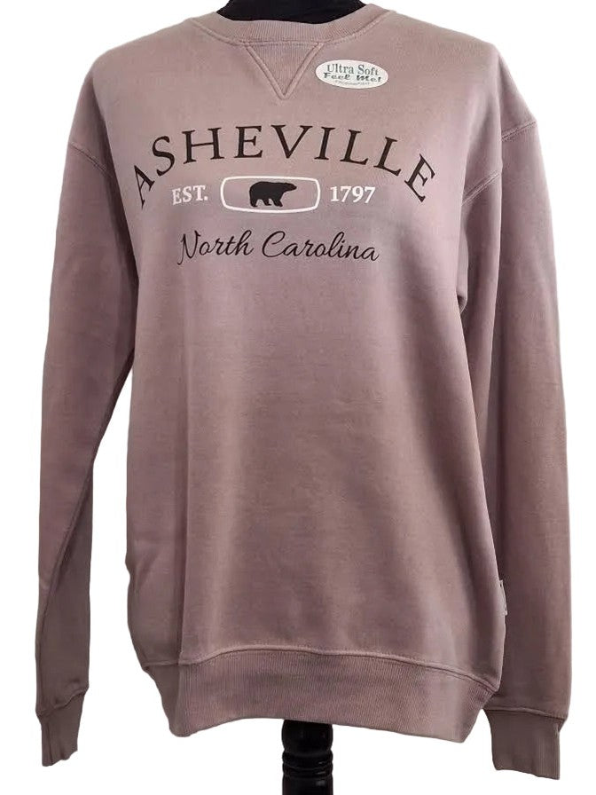 Sweatshirt Mauve Screen Print Asheville Est North Carolina Burn Wash BPSSAMS