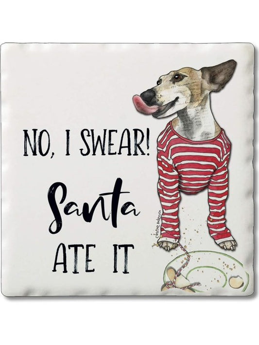 Coaster Tile Christmas&nbsp; &nbsp;No, I Swear Santa Ate It 4x4" 02-02005