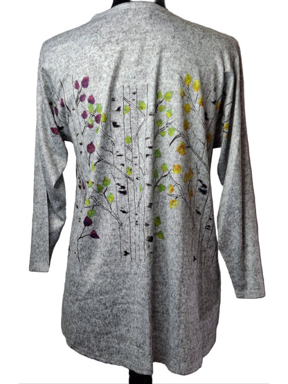 Shirt Pullover Grey Floral&nbsp; Long Sleeve&nbsp; Women's&nbsp; H3140604