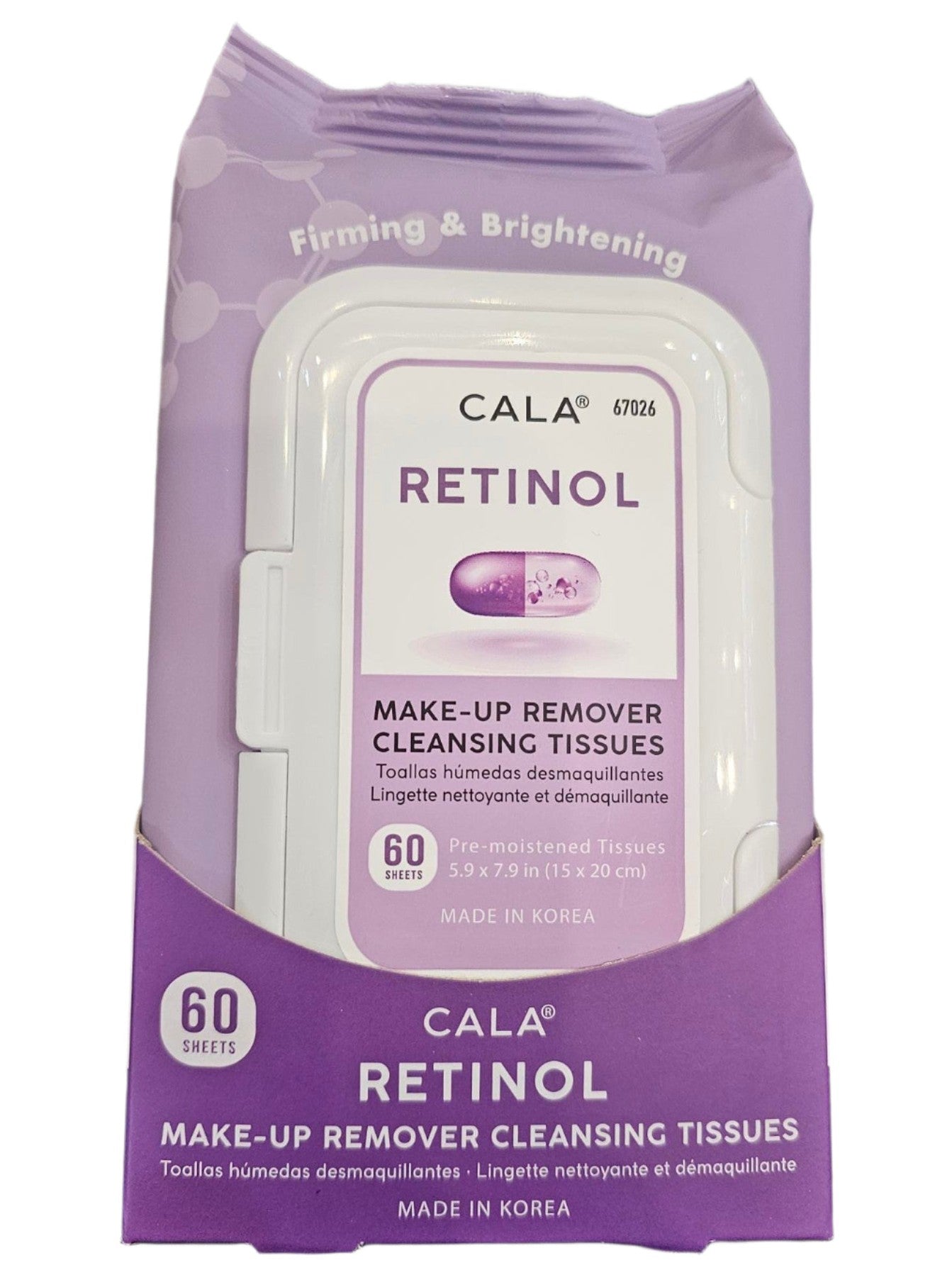 Tissues Cleansing Make up Remover Retinol 60 Sheets 67026 