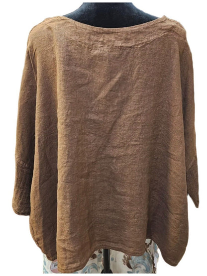 Top Pullover Linen /Gauze Brown Women's
