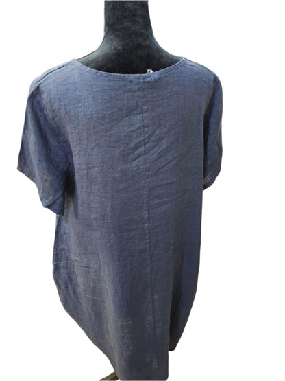 Dress Linen 2 Pocket Navy Color Women's