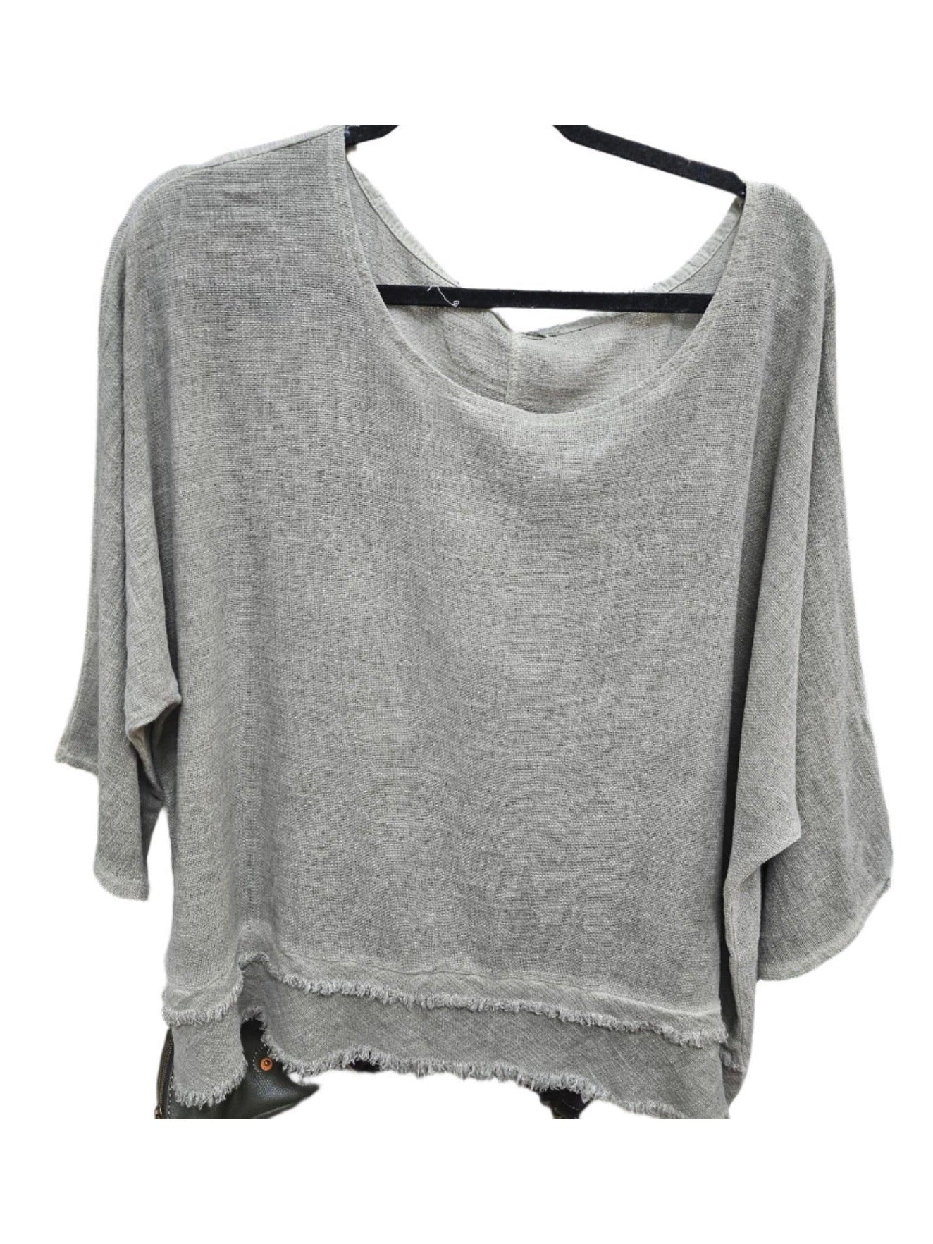 Top Pullover Mesh Linen  Sage Green Colors Women
