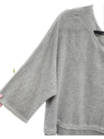 Top Pullover Mesh Linen  Sage Green Colors Women