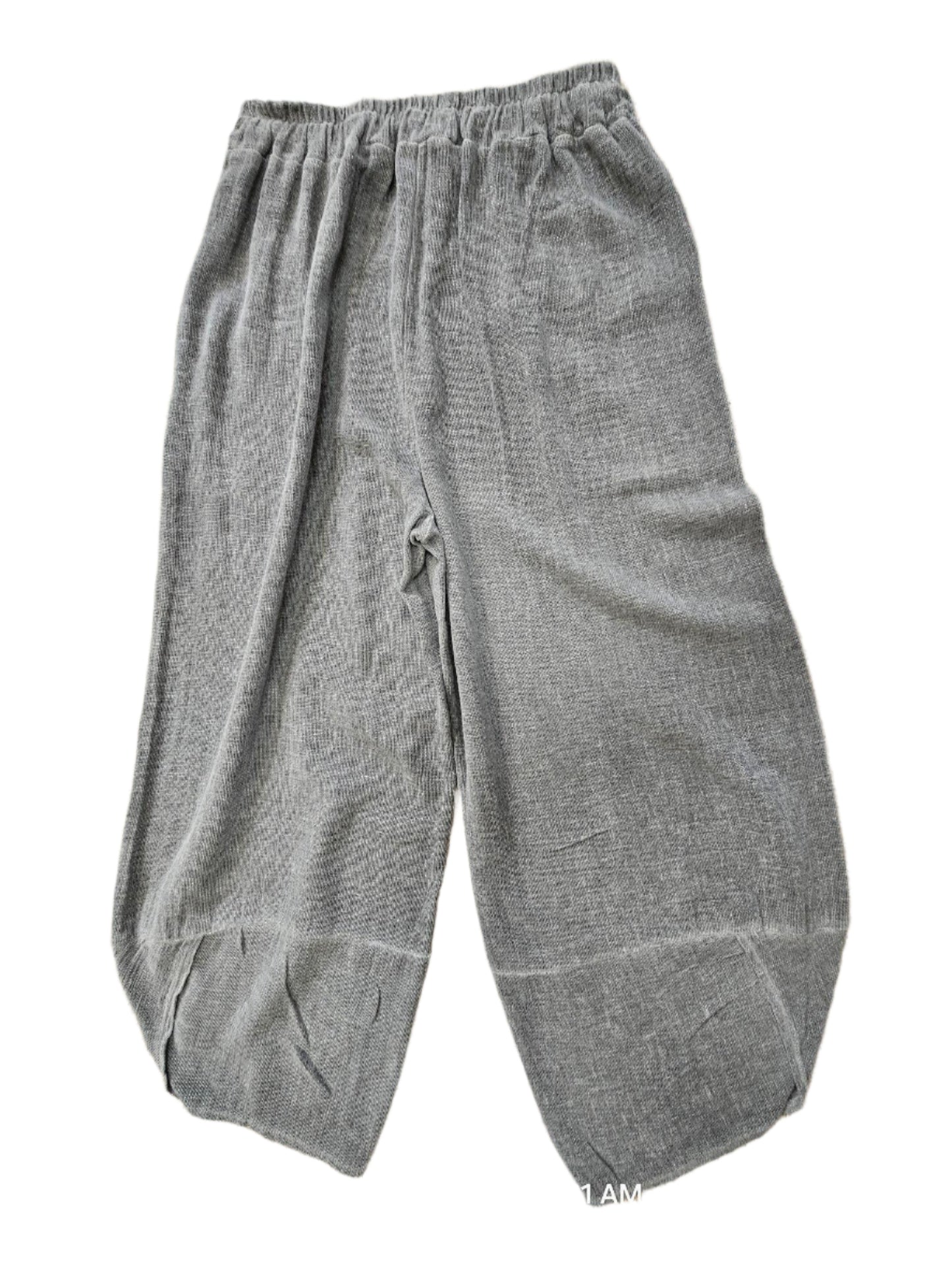 Pants Grey Gaucho Gauze  2 Pocket Wide Leg Women's One Size 100841
