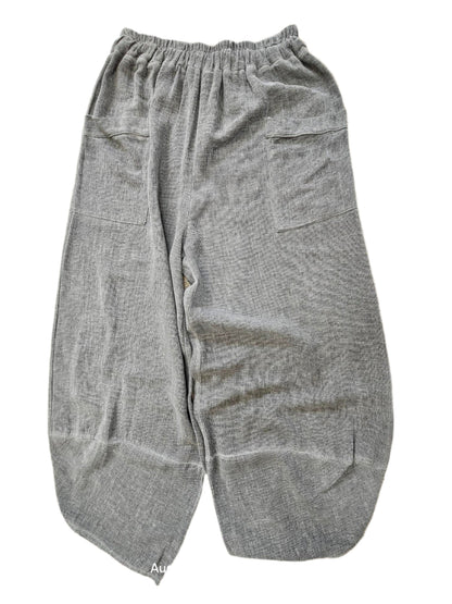 Pants Grey Gaucho Gauze  2 Pocket Wide Leg Women's One Size 100841