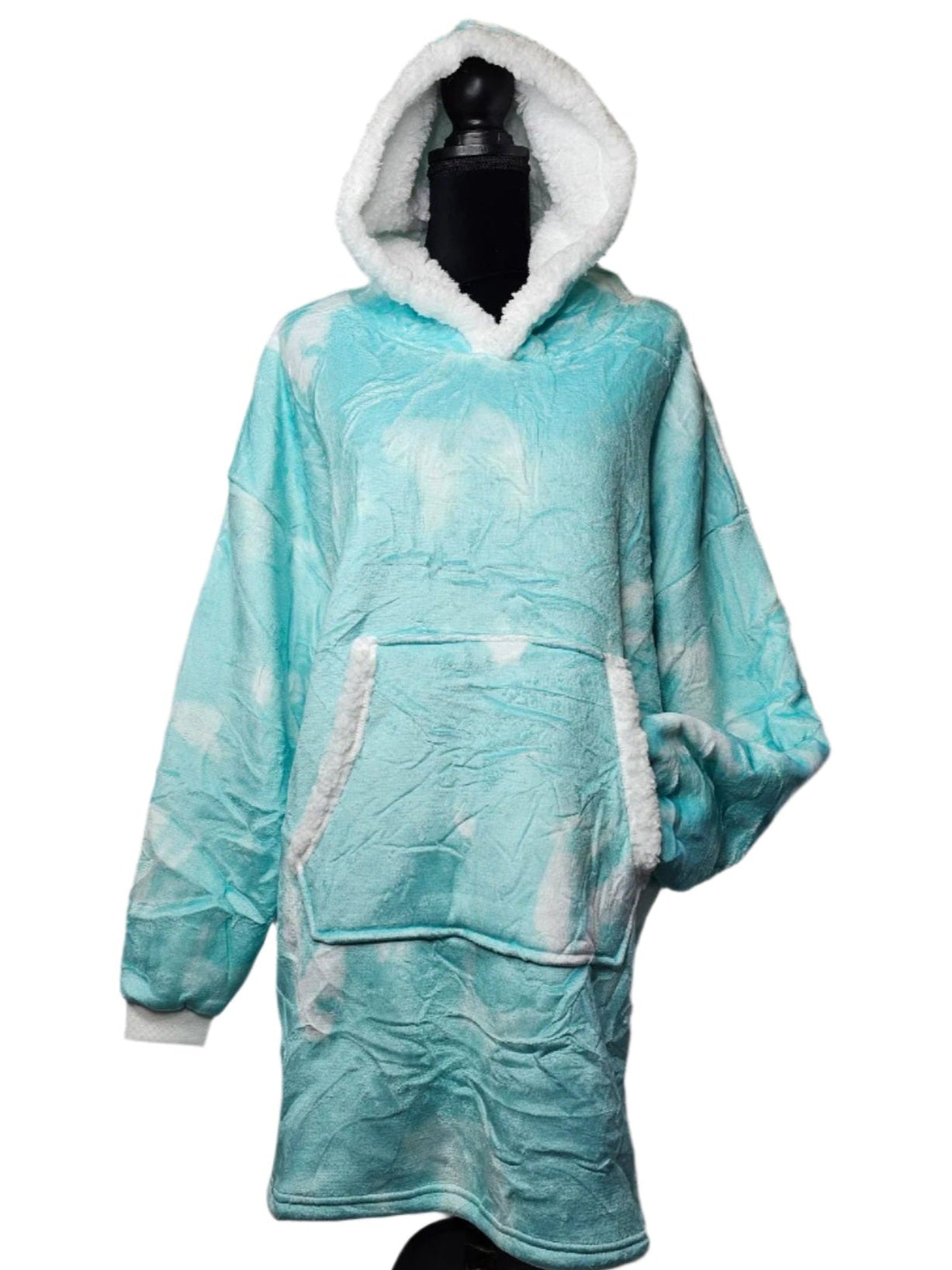 Hoodie Blanket Pullover Oversized Onesize Fleece & Sherpa Turq Clouds Adult RTHCLSPOA