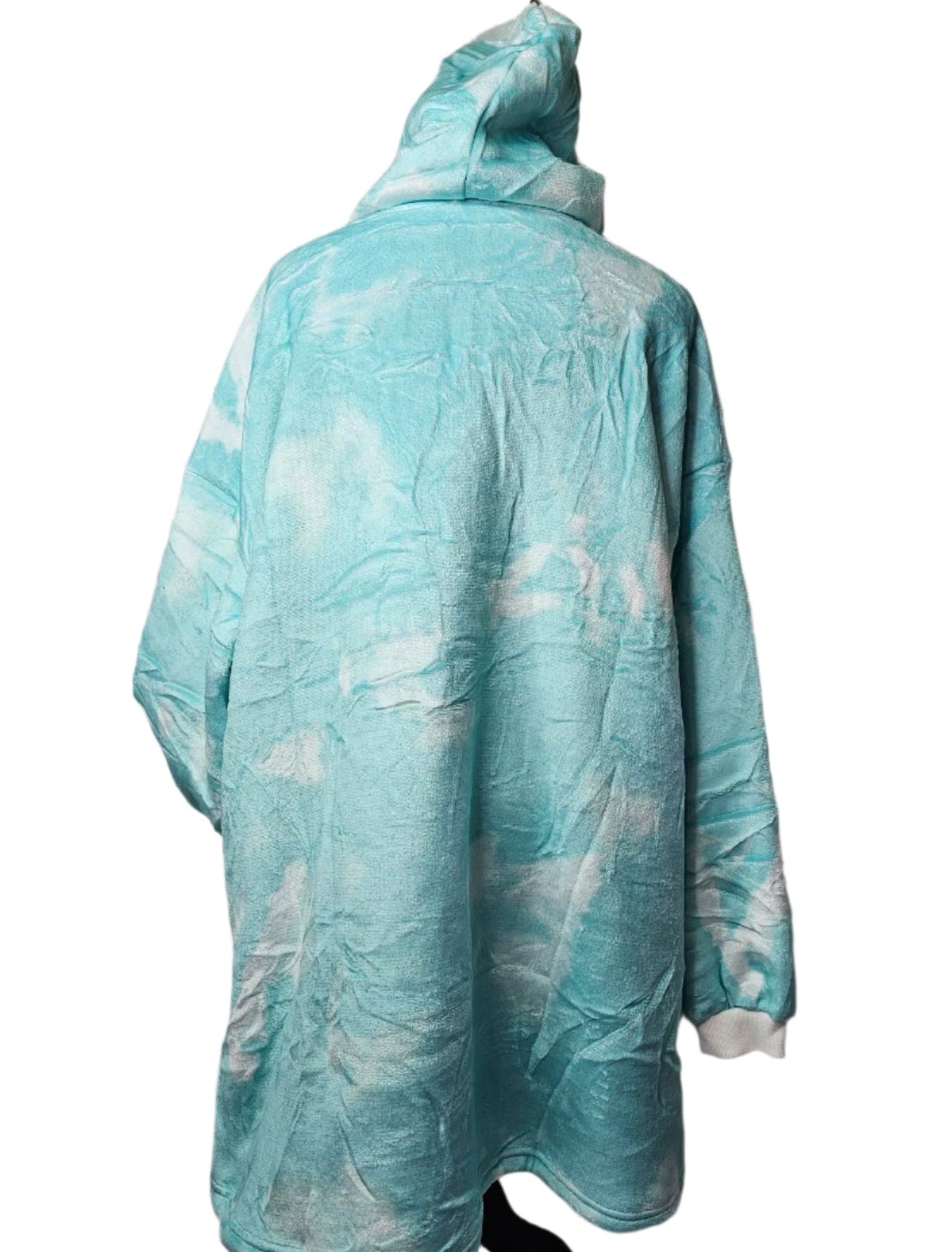 Hoodie Blanket Pullover Oversized Onesize Fleece & Sherpa Turq Clouds Adult RTHCLSPOA