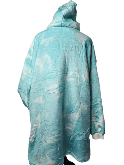 Hoodie Blanket Pullover Oversized Onesize Fleece & Sherpa Turq Clouds Adult RTHCLSPOA