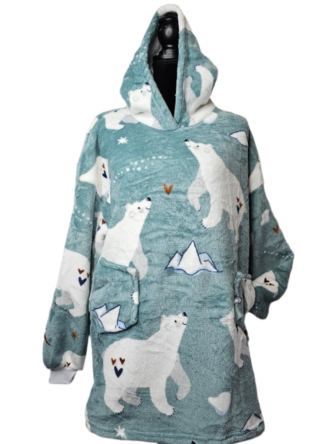 Hoodie Blanket Pullover Oversized Onesize Fleece & Sherpa Polar bears  Adult RTHBOSPOA