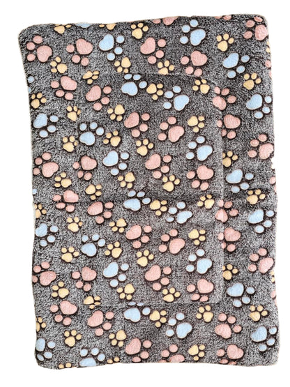 Dog Bed 4 sizes to pick from Fleece & Sherpa Soft Browns with Paw Prints RTDBFSD
