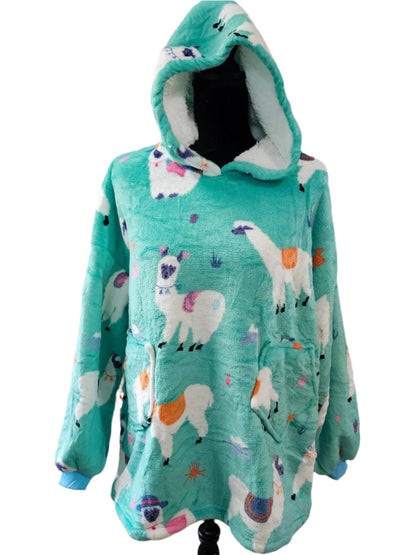 Hoodie Blanket Pullover Oversized Onesize Fleece & Sherpa Llama Kids 7-12yr RTHLLSPOK