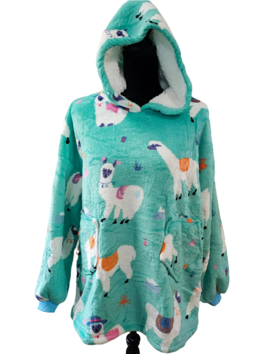 Hoodie Blanket Pullover Oversized Onesize Fleece & Sherpa Llama Kids 7-12yr RTHLLSPOK