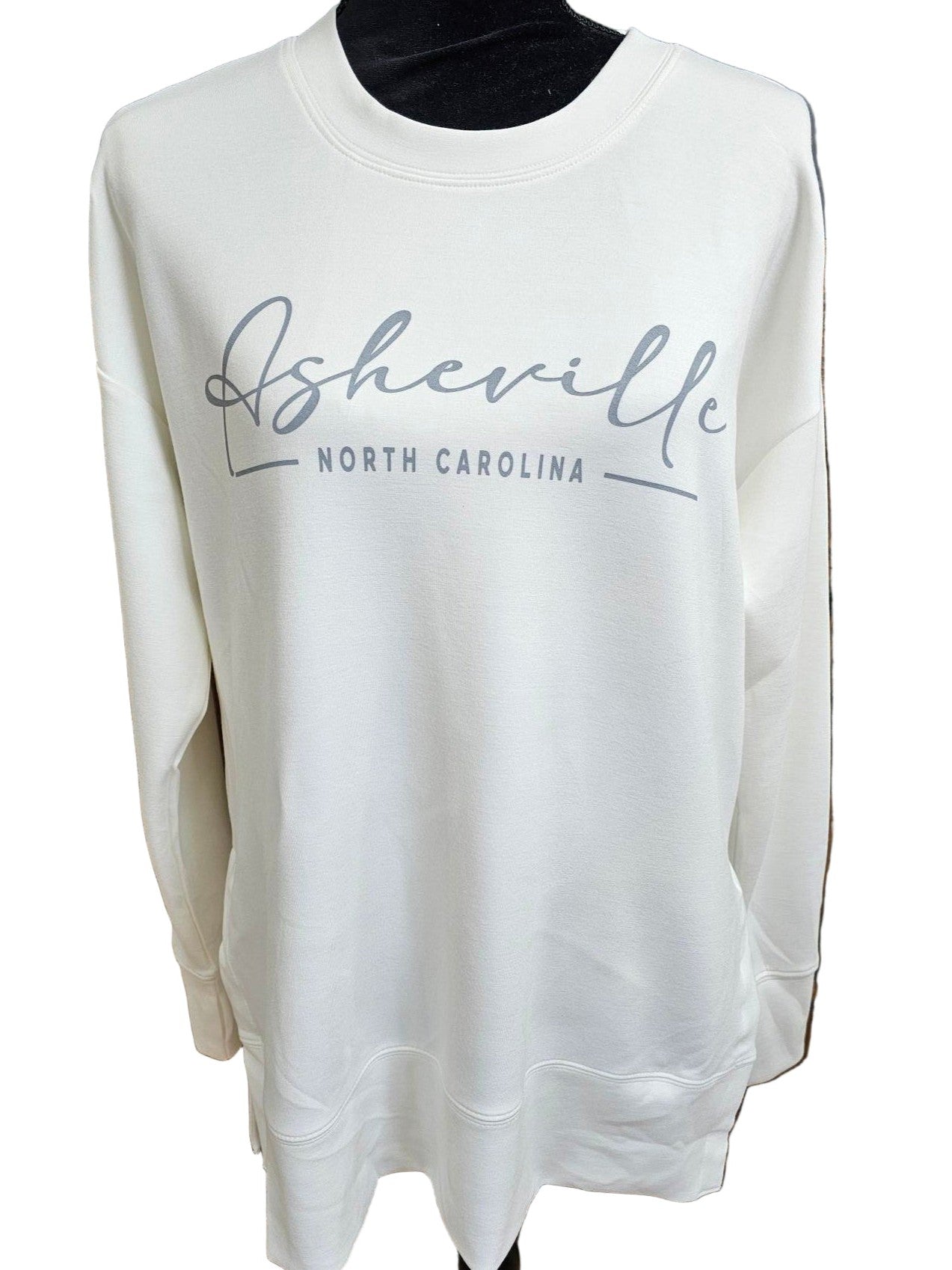 Low Crew Neck Modal Blend Tunic Length with Asheville Logo  #2128 Ivory