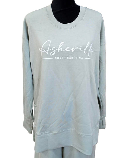 Low Crew Neck Modal Blend Tunic Length with Asheville Logo  #2128 Sage