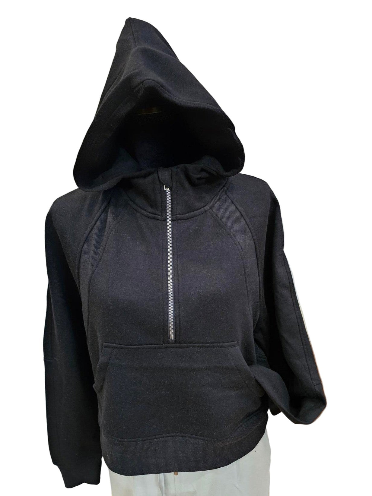 Hoodie Scuba Oversized Half Zip Sweat Shirt 2143 Black