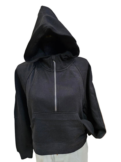 Hoodie Scuba Oversized Half Zip Sweat Shirt 2143 Black