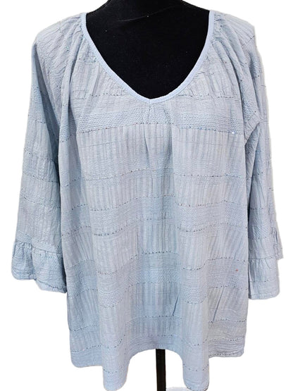 Top Pullover Round Neck Slate Blue with Sequins  3/4  Sleeve Women's One Size 11613